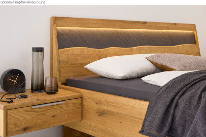 Incasa Albero von Decker - Holzbett Wildeiche mit Schiefer-Kopfteil