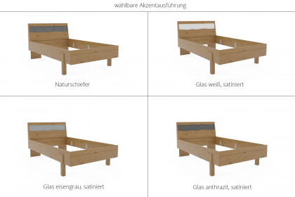 Incasa Albero von Decker - Holzbett Wildeiche mit Schiefer-Kopfteil