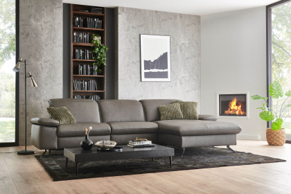 PN-EM20091 von Polinova - Ledersofa Ausführung rechts grey