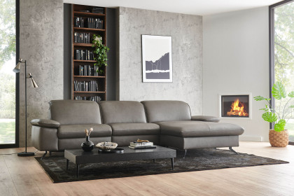 PN-EM20091 von Polinova - Ledersofa Ausführung rechts grey