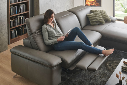 PN-EM20091 von Polinova - Ledersofa Ausführung rechts grey