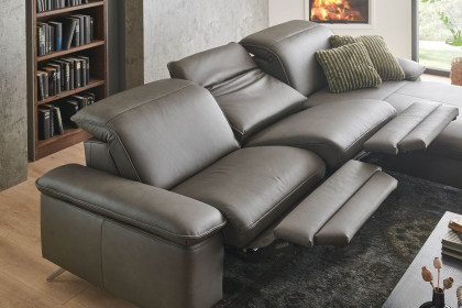 PN-EM20091 von Polinova - Ledersofa Ausführung rechts grey