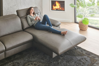 PN-EM20091 von Polinova - Ledersofa Ausführung rechts grey