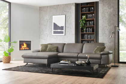 PN-EM20091 von Polinova - Ledersofa Ausführung links grey