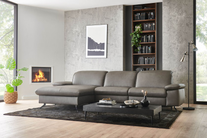 PN-EM20091 von Polinova - Ledersofa Ausführung links grey