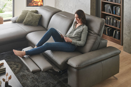 PN-EM20091 von Polinova - Ledersofa Ausführung links grey