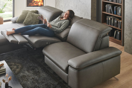 PN-EM20091 von Polinova - Ledersofa Ausführung links grey