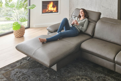 PN-EM20091 von Polinova - Ledersofa Ausführung links grey