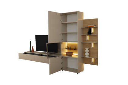 Simea von Musterring - Wohnwand kaschmir/ Eiche