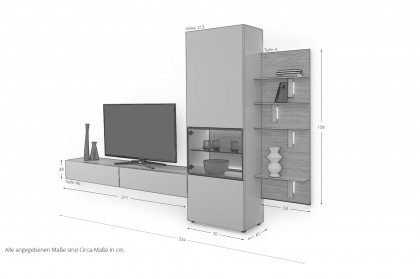 Simea von Musterring - Wohnwand kaschmir/ Eiche