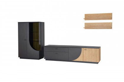 Bent von IDEAL Möbel - Wohnwand in Grau mit Eiche