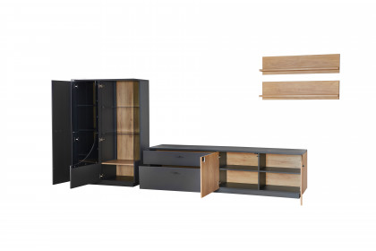 Bent von IDEAL Möbel - Wohnwand in Grau mit Eiche