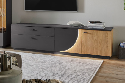 Bent von IDEAL Möbel - Lowboard in Grau mit Eiche und Frontbeleuchtung