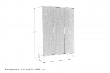 Jonte von Paidi - Kleiderschrank 3T cashmere-beige - Stripy-Light-Oak