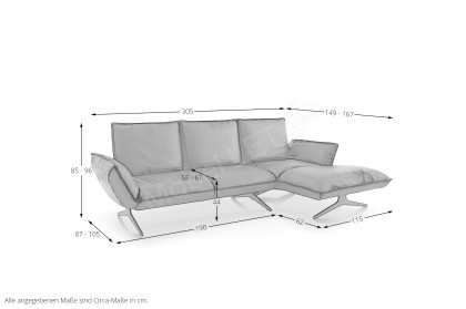 KOINOR Buddy - Ledersofa rechts lava
