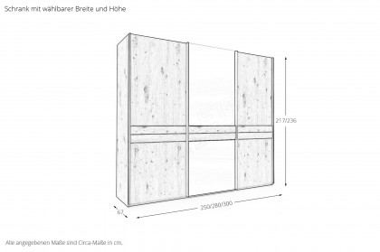 Las Vegas von Wiemann - Schwebetürenschrank Eiche bianco - Spiegel