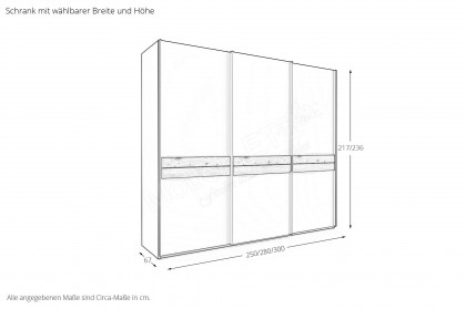 Las Vegas von Wiemann - Schrank graphit - Bianco-Eiche ca. 250 cm breit