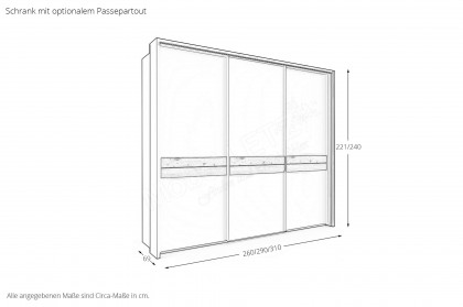 Las Vegas von Wiemann - Schrank graphit - Bianco-Eiche ca. 250 cm breit