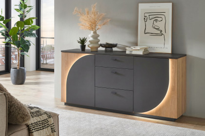 Bent von IDEAL Möbel - Sideboard grau/ Eiche samt