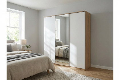 Achat Komfort von Priess - Schwebetürenschrank weiß/ Artisan-Eiche