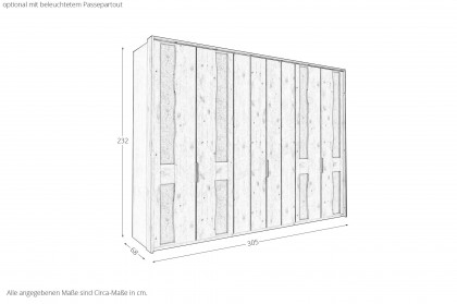Incasa Albero von Decker - 6-türiger Kleiderschrank Wildeiche/ Schiefer
