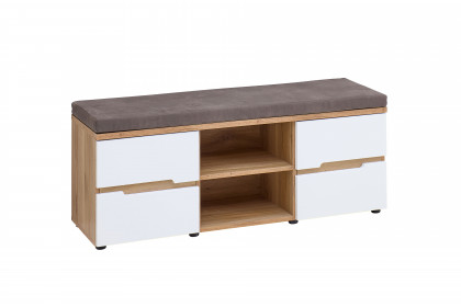 Clyde von Innostyle - Garderobenbank in Weiß und Mauvella Oak