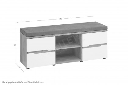 Clyde von Innostyle - Garderobenbank in Weiß und Mauvella Oak