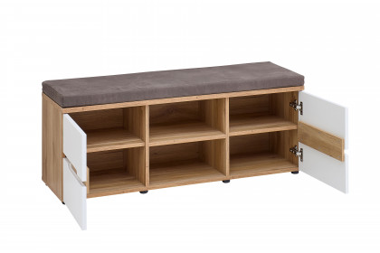 Clyde von Innostyle - Garderobenbank in Weiß und Mauvella Oak