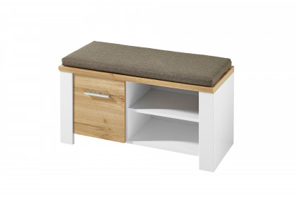 Materio 6011 von Innostyle - Garderobenbank in Weiß/ Eiche Altholz