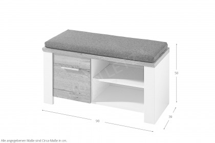 Materio 6011 von Innostyle - Garderobenbank in Weiß/ Eiche Altholz