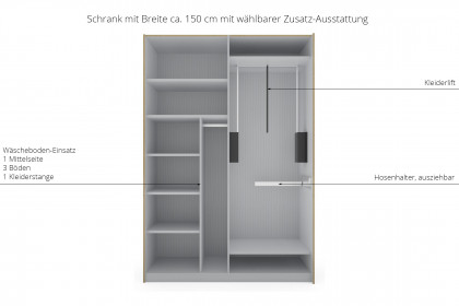 Las Vegas von Wiemann - ca. 150 cm breiter Schweber champagner - Eiche