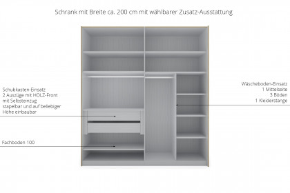 Las Vegas von Wiemann - ca. 150 cm breiter Schweber champagner - Eiche
