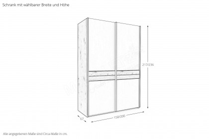 Las Vegas von Wiemann - ca. 150 cm breiter Schweber champagner - Eiche