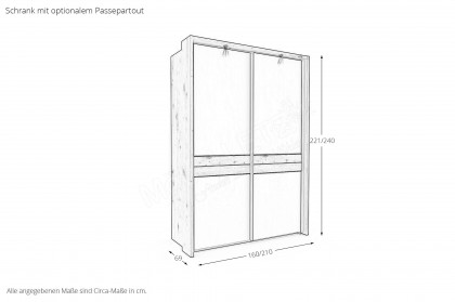 Las Vegas von Wiemann - ca. 150 cm breiter Schweber champagner - Eiche