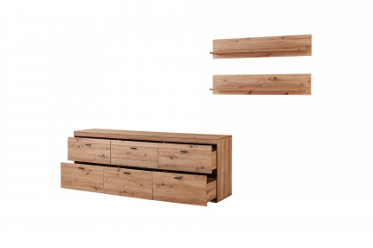 Boca von IDEAL Möbel - Wohnwand Eiche mit zwei Wandboards