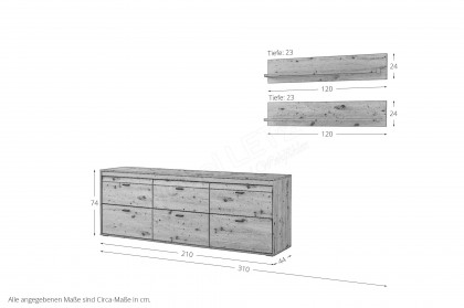 Boca von IDEAL Möbel - Wohnwand Eiche mit zwei Wandboards
