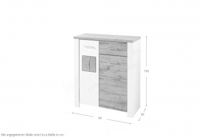 Materio 6011 von Innostyle - Schuhschrank in Weiß/ Eiche Altholz