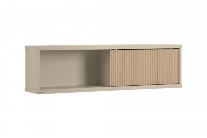 Jonte von Paidi - Wandregal mit Schiebetür cashmere-beige - Stripy-Oak