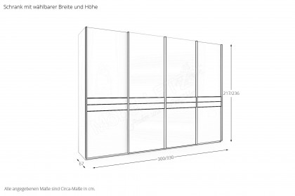 Las Vegas von Wiemann - Synchron-Schwebetürenschrank weiß - Spiegel