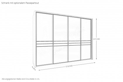 Las Vegas von Wiemann - Synchron-Schwebetürenschrank weiß - Spiegel