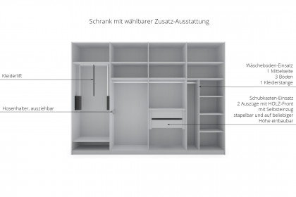 Las Vegas von Wiemann - Synchron-Schwebetürenschrank weiß - Spiegel