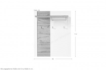 Materio 6011 von Innostyle - Garderobenpaneel in Weiß/ Eiche Altholz