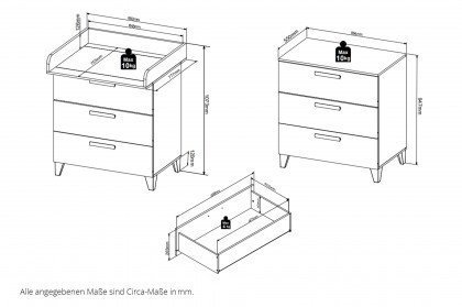 Prizzi von POL Power - Kommode mit Wickelaufsatz pastellgrün - Aurum