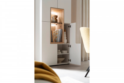 Credenza-living von SCHÖNER WOHNEN - Vitrine S659 weiß/ Wildeiche
