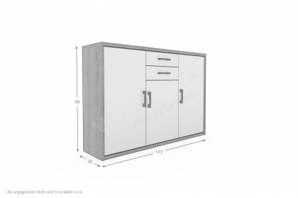 Achat Komfort von Priess - Kombikommode weiß/ Artisan-Eiche