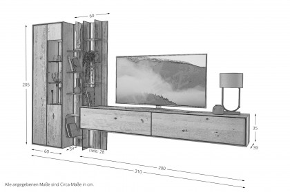 Vala-living von Hartmann - Wohnwand V20 aus massiver Kerneiche