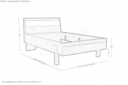 Incasa Albero von Decker - Bett Eiche mit satiniertem Glas-Akzent & Baumkante
