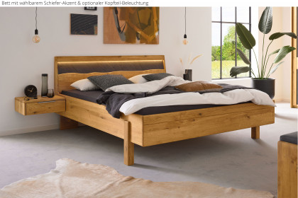 Incasa Albero von Decker - Bett Eiche mit satiniertem Glas-Akzent & Baumkante