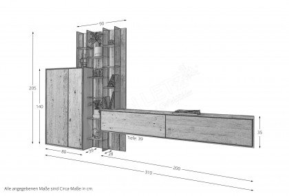 Vala von Hartmann - Wohnwand V36 aus massiver Kerneiche