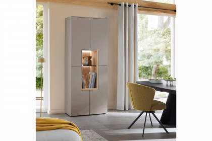 Credenza-living von SCHÖNER WOHNEN - Vitrine S659 grau/ Wildeiche